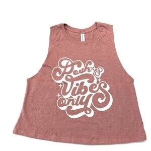 Posh Vibes Only Poshmark Pink Crop Tank Top NWOT Size Medium